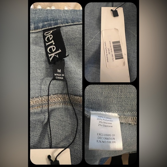 🆕 Berek Paris Pearls & Rhinestones Paris Denim Jacket - Picture 13 of 17